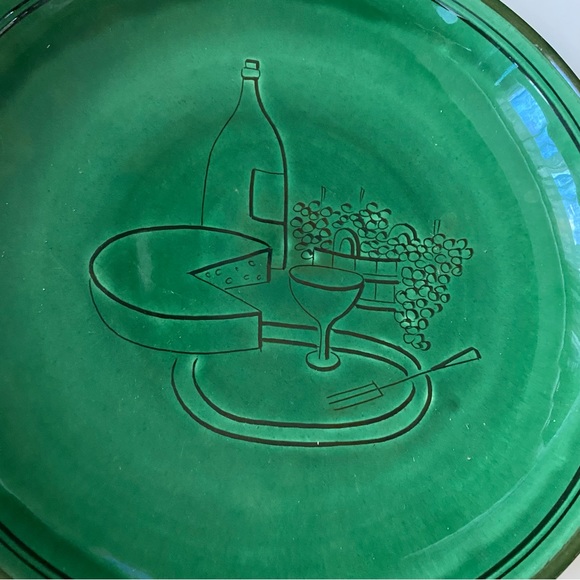 Vintage Landert Fondue Plate/Shallow Bowl Green 11 Inches - Picture 2 of 4